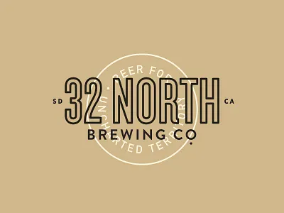 32 North Brewery badge beer branding brewery california crest label lockup logo outline overlay typography
