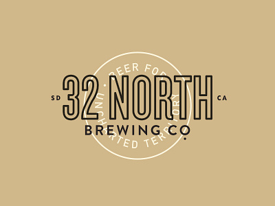 32 North Brewery badge beer branding brewery california crest label lockup logo outline overlay typography