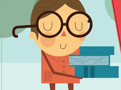 Books book cute glasses illustration library