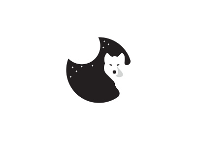 Moon Wolf black design illustration moon negativespace night stars vector white wolf