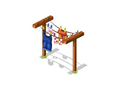 Game Art / Laundry game illustration isometric social game vector