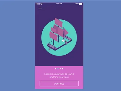 Tutorial screen boat illustration iphone lovefinder mobile app ui