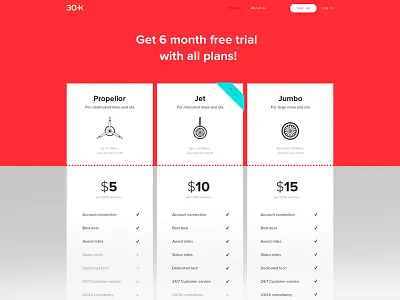 Pricing site for 30k brand identity concept user experience user interface uxui webdesign