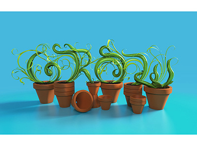 Grow Pots 3d 3dillustration 3ds max 3dtype cgi illustration lettering type typography vray