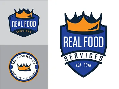 Real Food Concepts crest crown design food logo shield typography