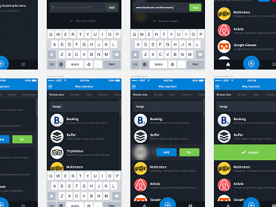 Boomarks app bookmarks dark design interface ios ui ux