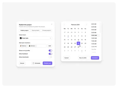 Publish this project — Untitled UI date picker datepicker form modal product design publish ui design user interface