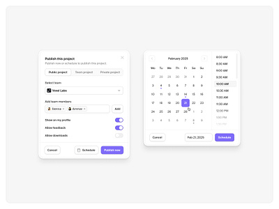 Publish this project — Untitled UI date picker datepicker form modal product design publish ui design user interface