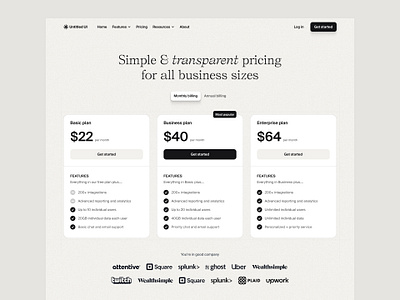 Pricing page — Untitled UI beige pastel pricing pricing cards pricing page pricing plans web design