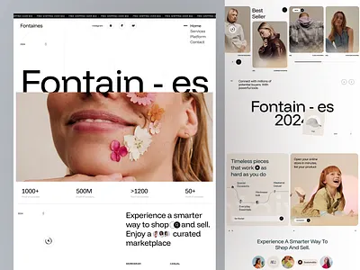 Fontaines - e-commerce Landing Page brutalism colorfull design e commerce fashion layout lifestyle marketplace minimalist typography ui uidesign user experience userinterface white space