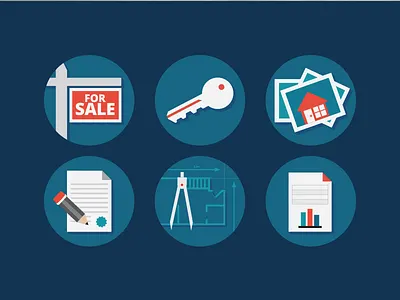 Real Estate Icons flat icons real estate set