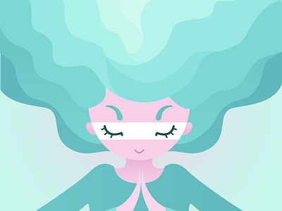 Dreaming flat girl illustration levels meditation relax wave