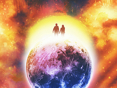 Becoming One eclipse illustration love moon painting space sun wedding