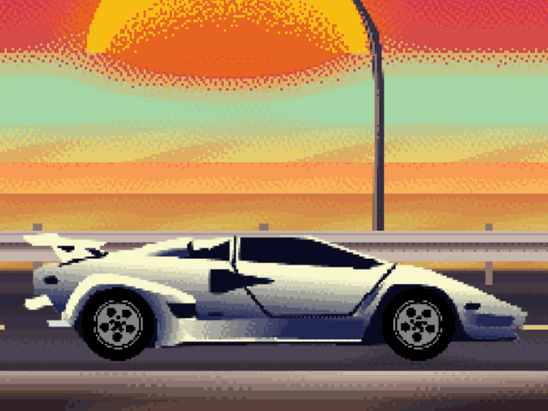 Lambo 8 bit animation dither gif loop motion graphics pixels retro wip work