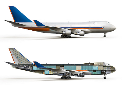 PromSvyazBank. Inside and outside airplane car cut away cutaway infographics scheme transport vehicle