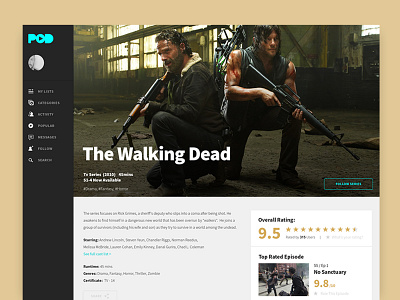 POD - Series Watchlist app design movies navigation tv ui website