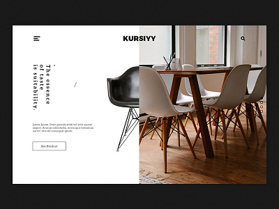 Kursi chair design interior minimal simple typography ui ux web design white