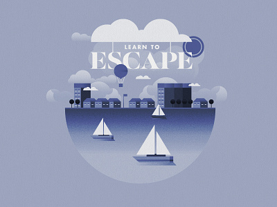 Learn To Escape (Tonal) art boat city color illustration pastel summer texture