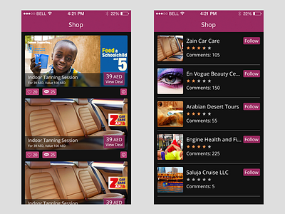 Shop and Review Screen apple comments flat follow ios like review shop ui ux