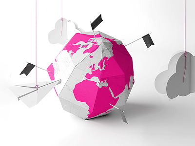 Shareground Visual cloud flag globe papercraft paperplane world