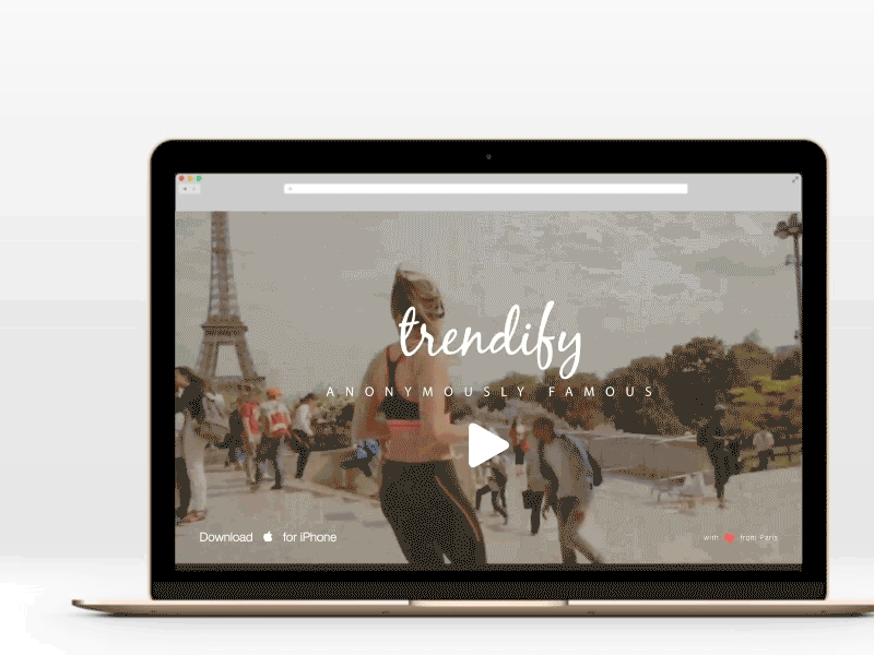 Trendify: webteaser app clean paris social teaser ui web