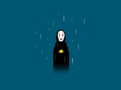 No Face illustration pixel spirited away vector