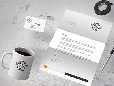 Identity Branding Mock-Up a4 poster band branding business card cup flyer identity mockup mock up mug pen photo realistic showcase