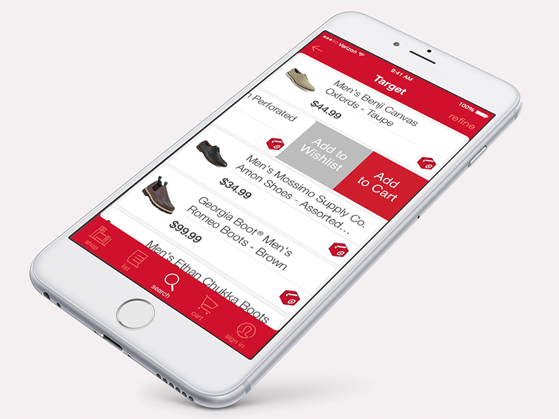Swipe to Cart ios iphone target ui user interface