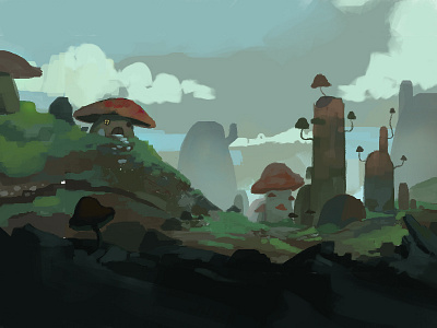 Mushroom City speedpaint city concept art speedpaint