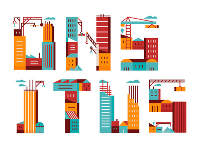 Onsitus buildings construction lettering letters vector