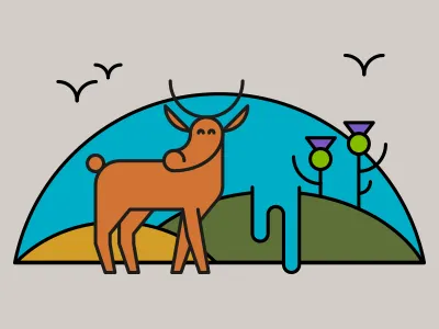 Plants & Animals animals deer geometric illustration plants thistle