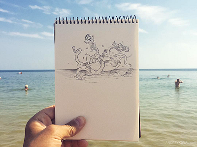 The incident on a banana animals artwork banana character design drawing illustration kraken pencil sea sketch sketchbook summer