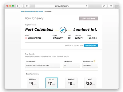 Flight Itinerary airplane flight info flying itinerary web app