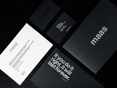 Maas Studio blind impression brand identity brochure business cards foil identity letterpress mailers print self promotion silver stationery