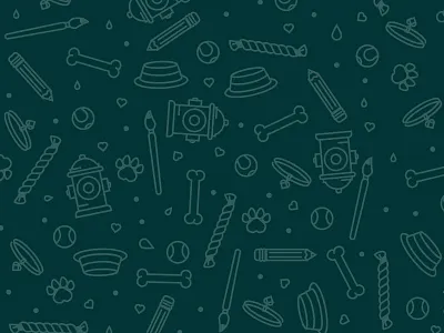 Ruff ball bone dog fire hydrant paint brush pattern paw pencil rope