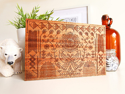 fast & slow birds boombox engrave geometric laser line music speaker wood