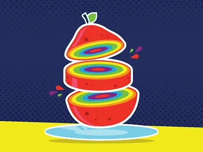 Rainbow Fruit apple fruit halftones illustrator rainbow slice