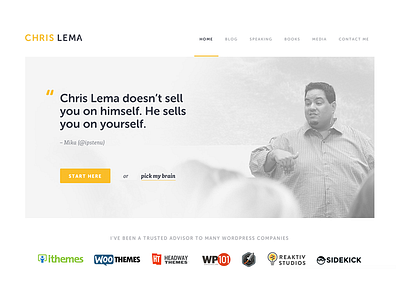 ChrisLema.com clean flat design gray white yellow