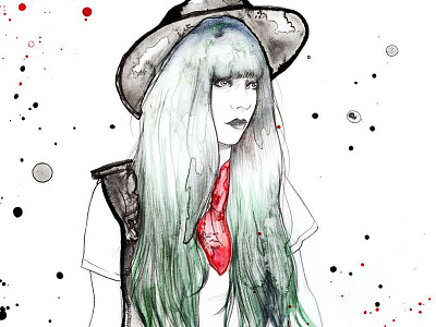 watercolor splatters art drawing fashion fashion illustration illustration mixed media portrait sketch style watercolor