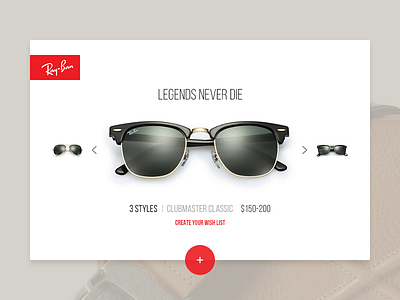 Legends Never Die glasses interface minimal design rayban summer ui ux