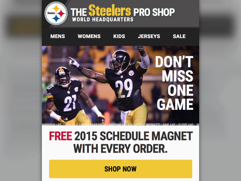 Email marketing campaign email made with invision marketing nfl responsive steelers