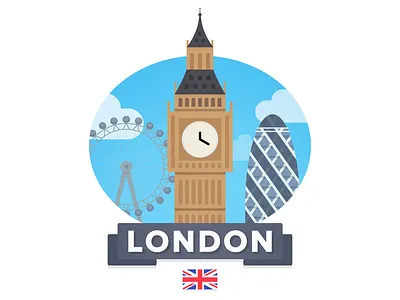 London Illustration big ben flat gherkin illustration london the eye uk