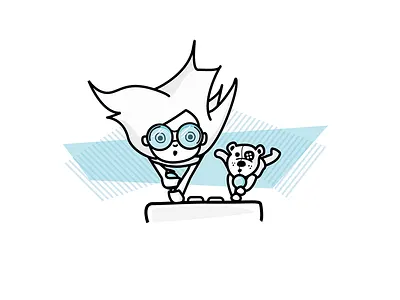 WOAH. blastoff blown back character goggles illustration spaceship teddy bear