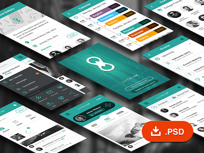 Lithium - Free Mobile UI Kit app design freebie ios kit mobile psd ui ui kit user interface ux