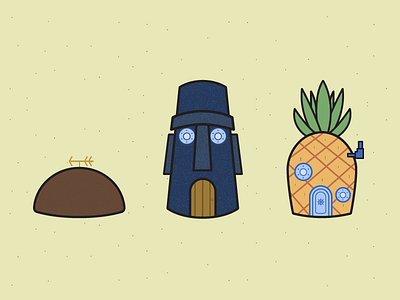 Bikini Bottom Neighbors bikini house icon illustration illustrator pineapple spongebob tiki vector