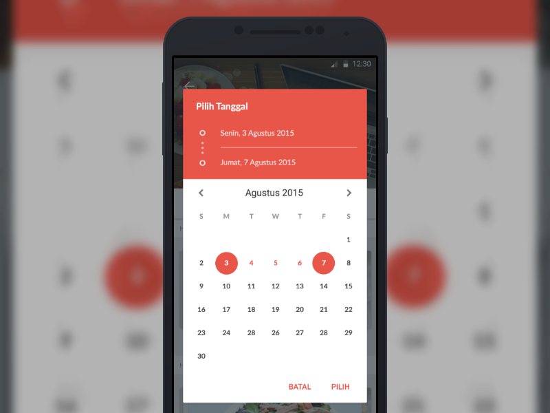 Material Design Date Range Picker android datepicker material design