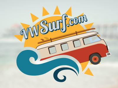 vwSurf.com Logo beach bus logo surfing vw