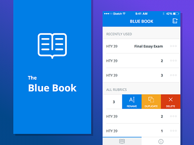 Blue Book app data ios layout mobile mockup ui