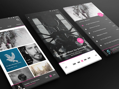 Fusion 02 app dark design material music sama taqi ui ux