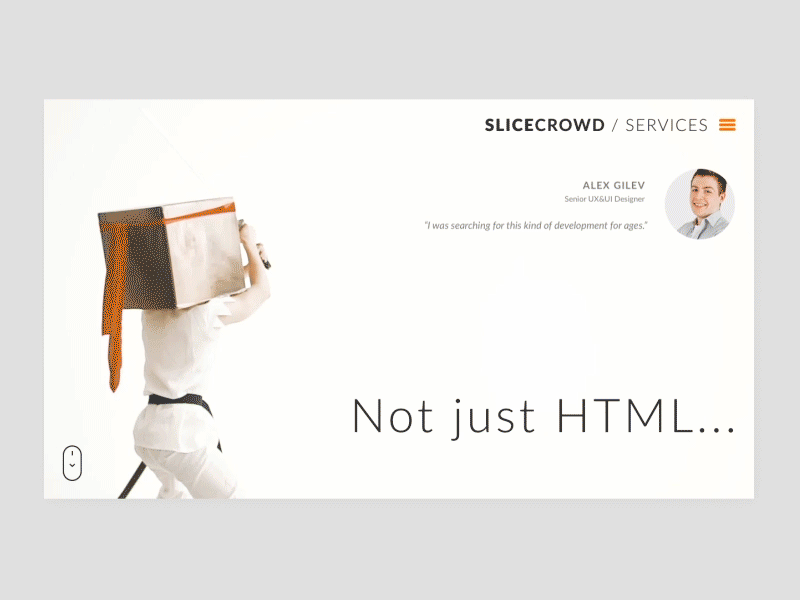 Services page development frontend minimal parallax scroll services white